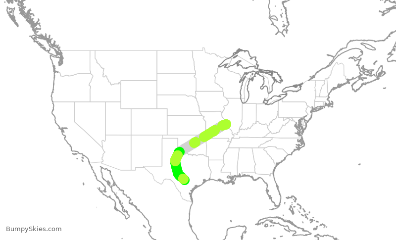 Turbulence forecast map for SWA3978, STL to SAT