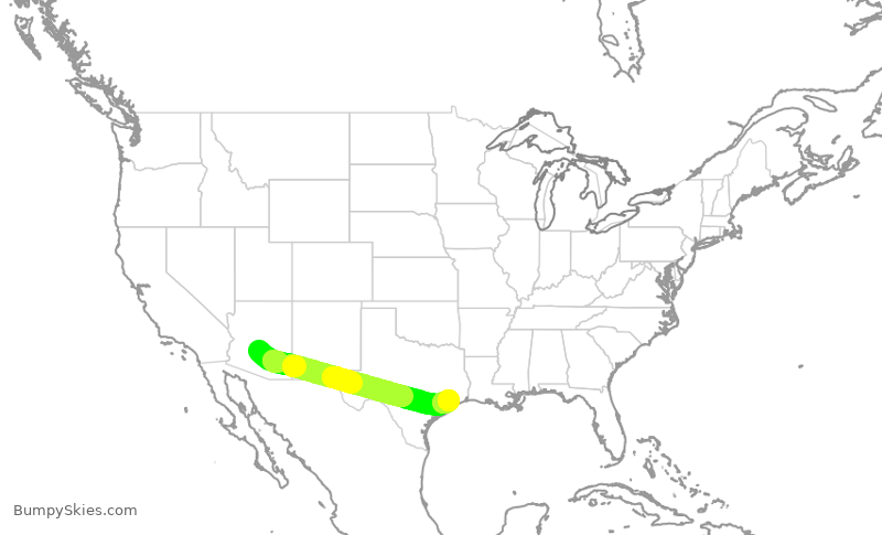Turbulence forecast map for SWA397, PHX to HOU