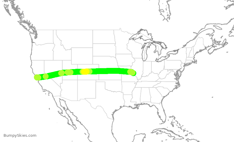 Turbulence forecast map for SWA3982, STL to SFO