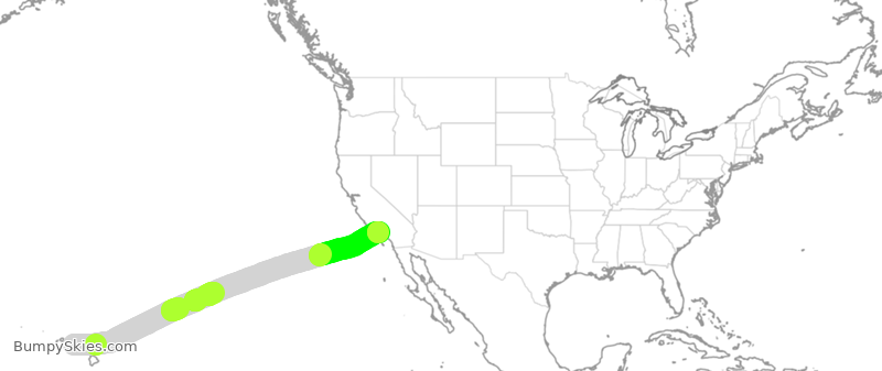 Turbulence forecast map for SWA3982, HNL to LAX