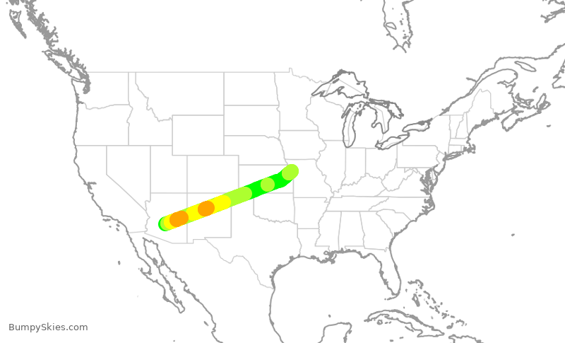 Turbulence forecast map for SWA3984, PHX to MCI