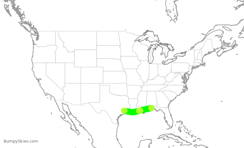 Turbulence forecast map for SWA3988, VPS to HOU