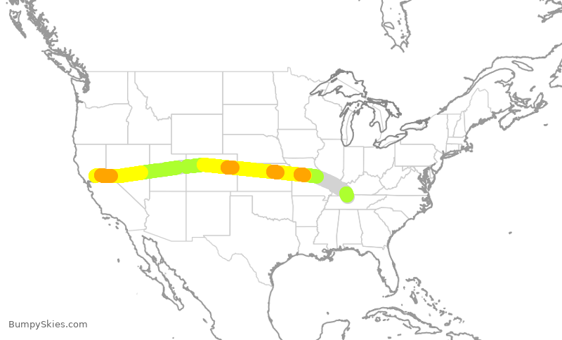 Turbulence forecast map for SWA3991, SMF to BNA