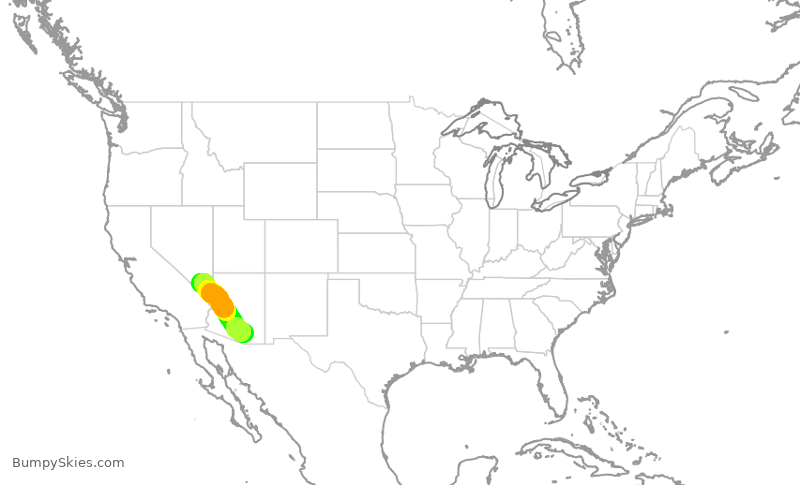 Turbulence forecast map for SWA3992, LAS to TUS