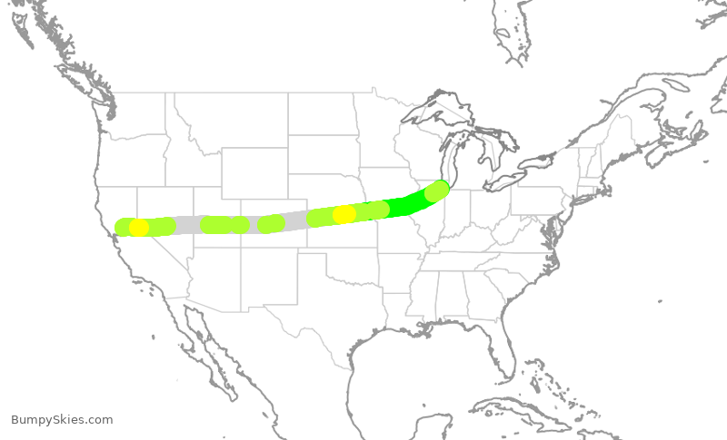 Turbulence forecast map for SWA3992, SMF to MDW