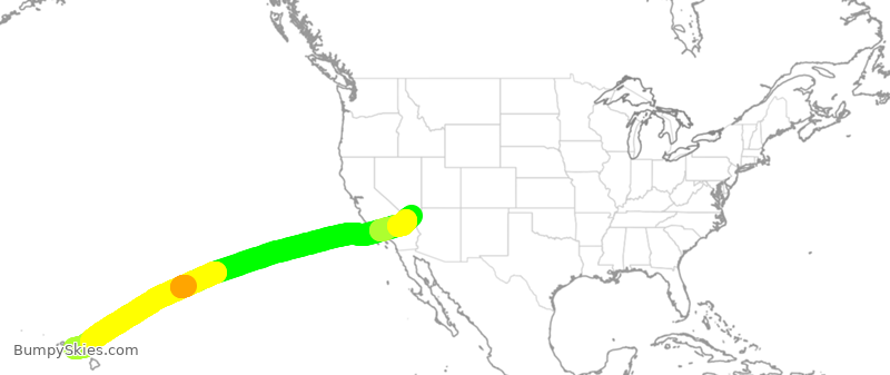 Turbulence forecast map for SWA3993, HNL to LAS