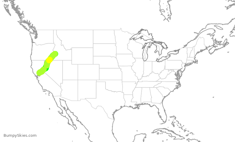 Turbulence forecast map for SWA3995, BOI to SMF