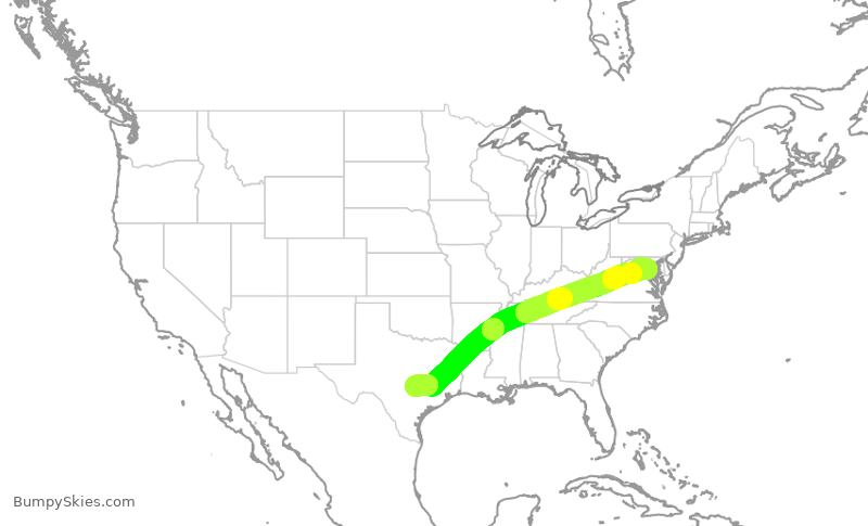Turbulence forecast map for SWA3996, AUS to DCA