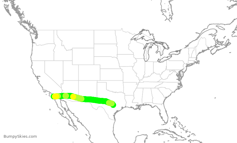 Turbulence forecast map for SWA3996, SAN to AUS