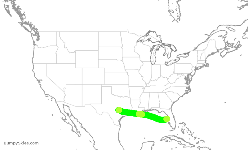 Turbulence forecast map for SWA3999, TPA to AUS
