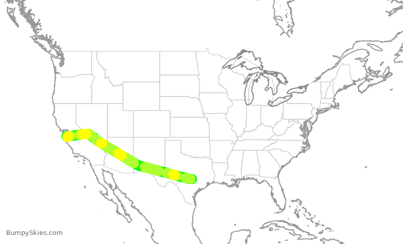 Turbulence forecast map for SWA399, AUS to SJC