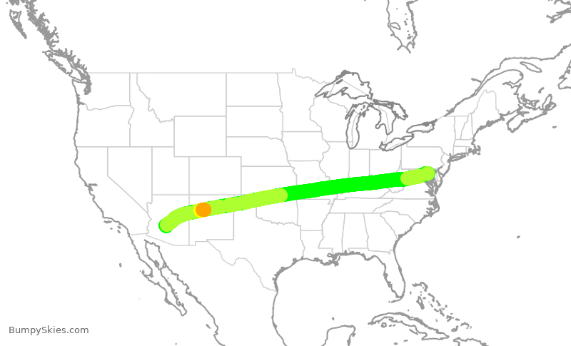 Turbulence forecast map for SWA399, BWI to PHX