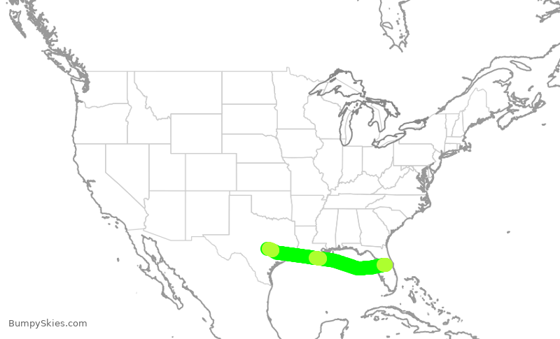 Turbulence forecast map for SWA399, MCO to AUS