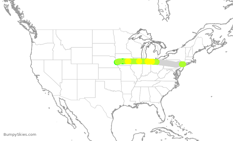 Turbulence forecast map for SWA4003, LGA to OMA