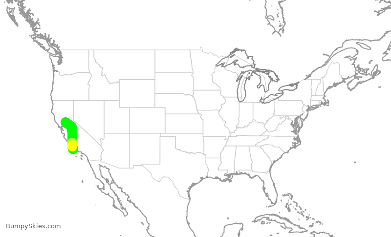 Turbulence forecast map for SWA4003, SMF to SBA
