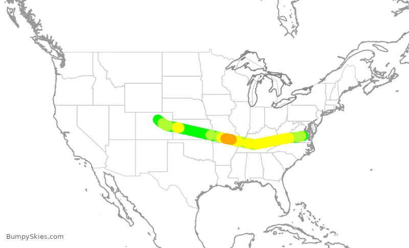 Turbulence forecast map for SWA4005, RIC to DEN