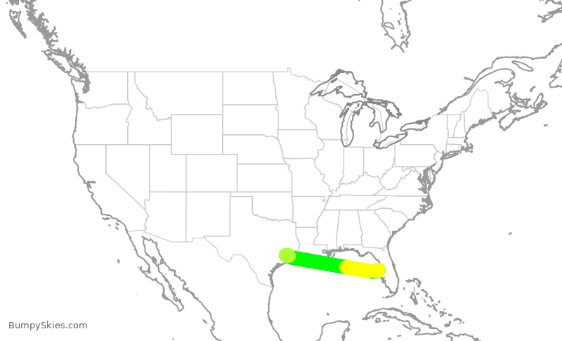 Turbulence forecast map for SWA4008, TPA to HOU