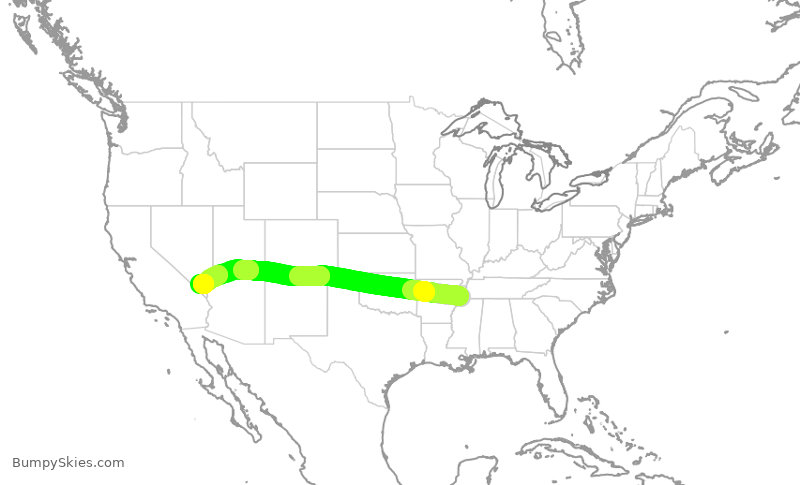 Turbulence forecast map for SWA4013, MEM to LAS