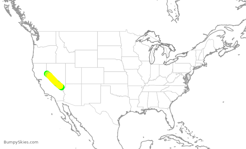 Turbulence forecast map for SWA4014, RNO to LAS