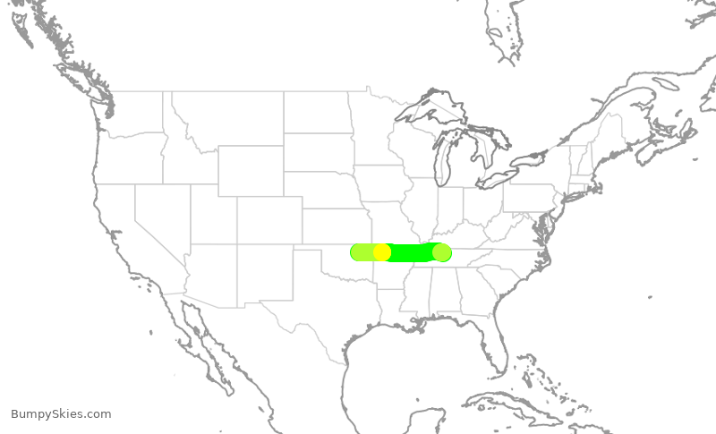 Turbulence forecast map for SWA4017, BNA to TUL