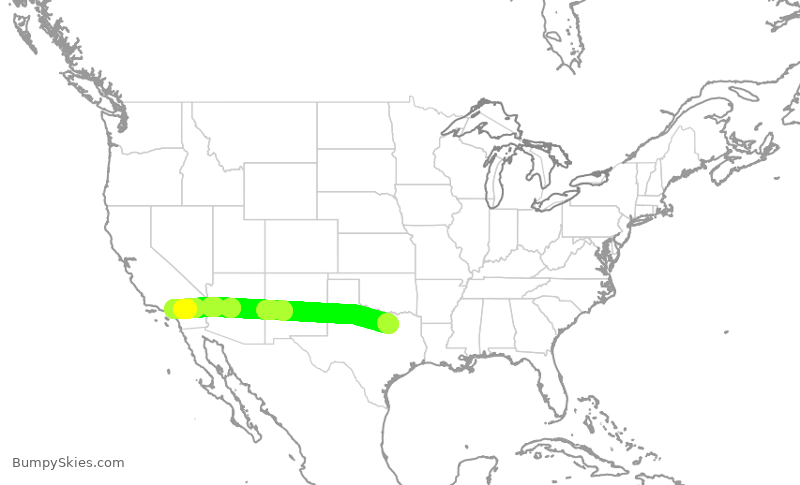 Turbulence forecast map for SWA4017, DAL to ONT