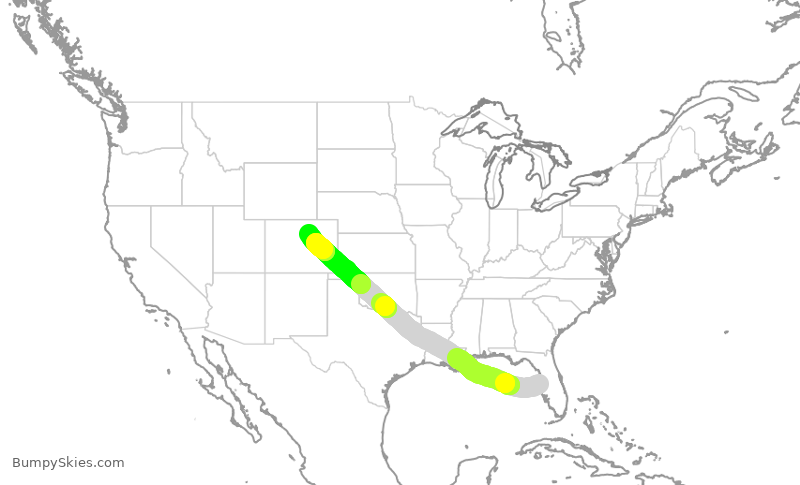 Turbulence forecast map for SWA4019, TPA to DEN