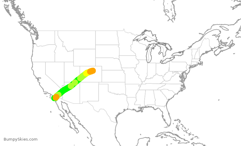 Turbulence forecast map for SWA4022, DEN to SAN