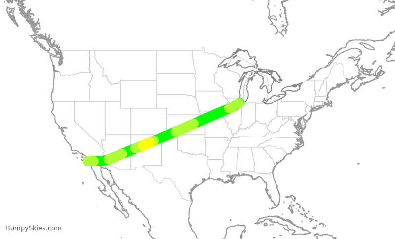 Turbulence forecast map for SWA4025, SAN to MDW