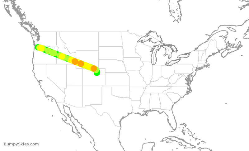 Turbulence forecast map for SWA4026, DEN to PDX