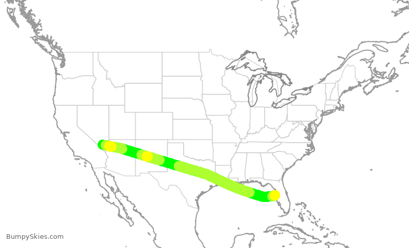 Turbulence forecast map for SWA4031, LAS to TPA