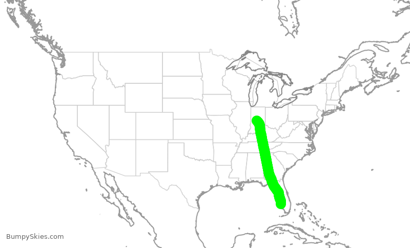 Turbulence forecast map for SWA4033, RSW to IND