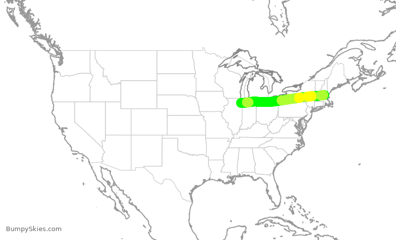 Turbulence forecast map for SWA4034, MDW to MHT