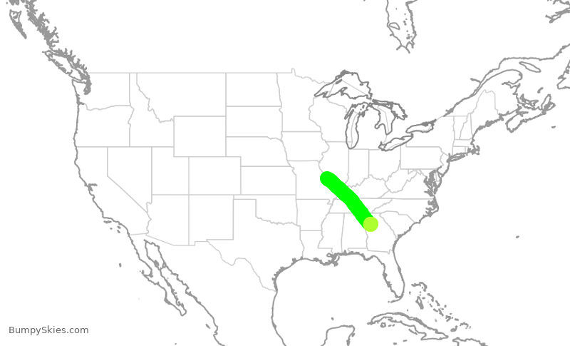 Turbulence forecast map for SWA4034, STL to ATL