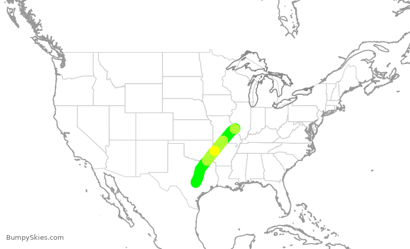 Turbulence forecast map for SWA4038, STL to AUS