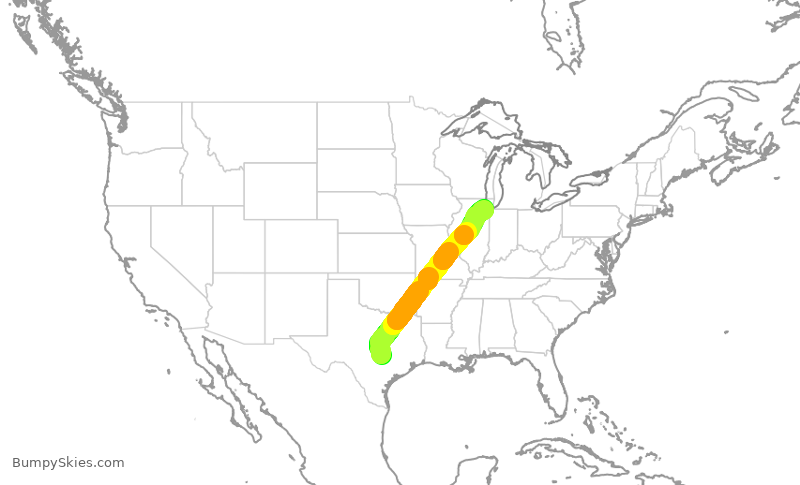Turbulence forecast map for SWA403, AUS to MDW