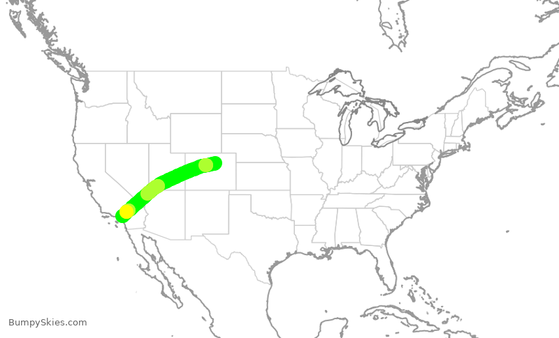 Turbulence forecast map for SWA4040, DEN to ONT