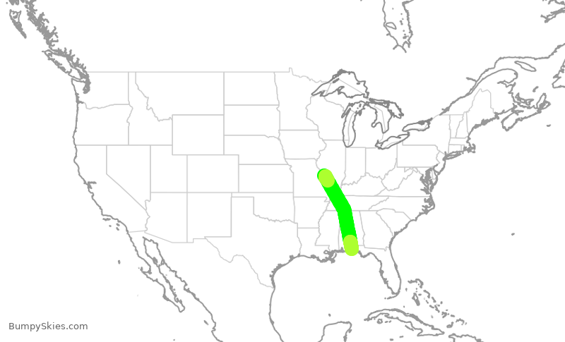 Turbulence forecast map for SWA4041, STL to VPS