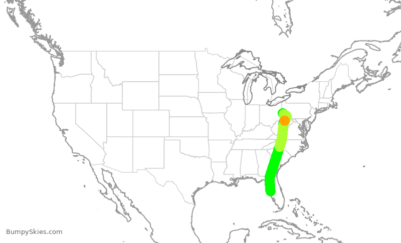 Turbulence forecast map for SWA4041, TPA to PIT