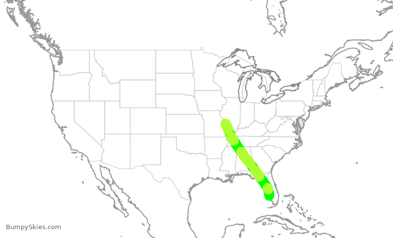 Turbulence forecast map for SWA4048, RSW to STL