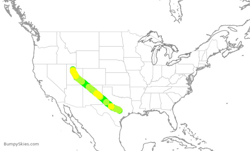 Turbulence forecast map for SWA4056, SLC to AUS