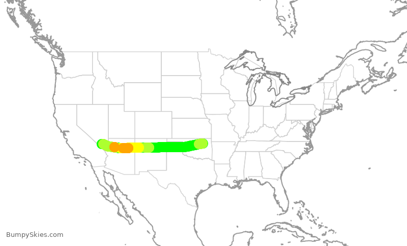 Turbulence forecast map for SWA4056, TUL to LAS