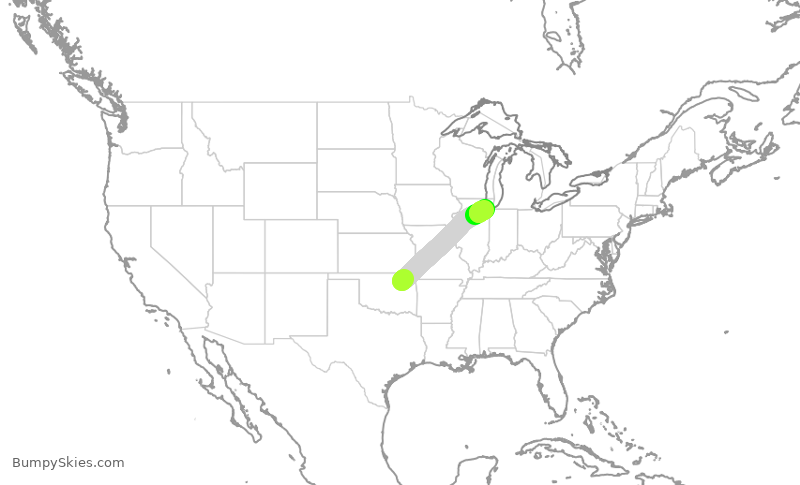 Turbulence forecast map for SWA4057, TUL to MDW
