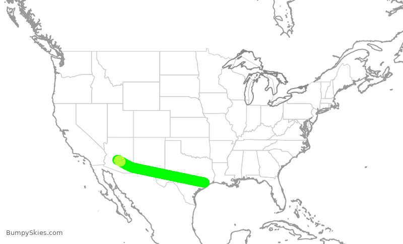Turbulence forecast map for SWA4058, HOU to PHX