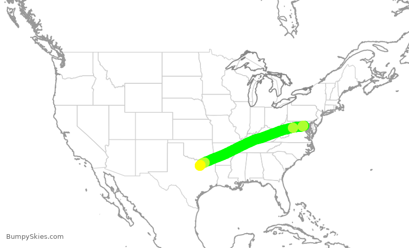 Turbulence forecast map for SWA4059, DCA to DAL