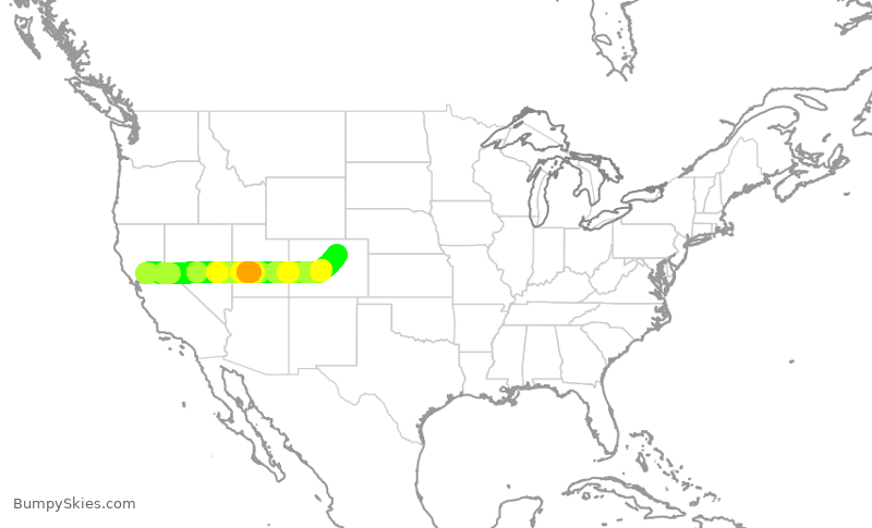 Turbulence forecast map for SWA4061, SMF to DEN