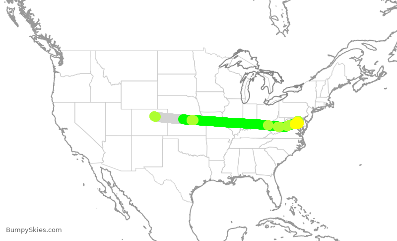 Turbulence forecast map for SWA4065, DEN to BWI