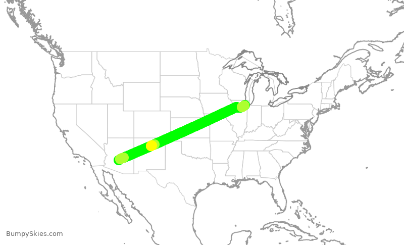 Turbulence forecast map for SWA4066, PHX to MDW