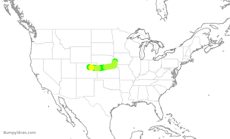 Turbulence forecast map for SWA406, DEN to OMA