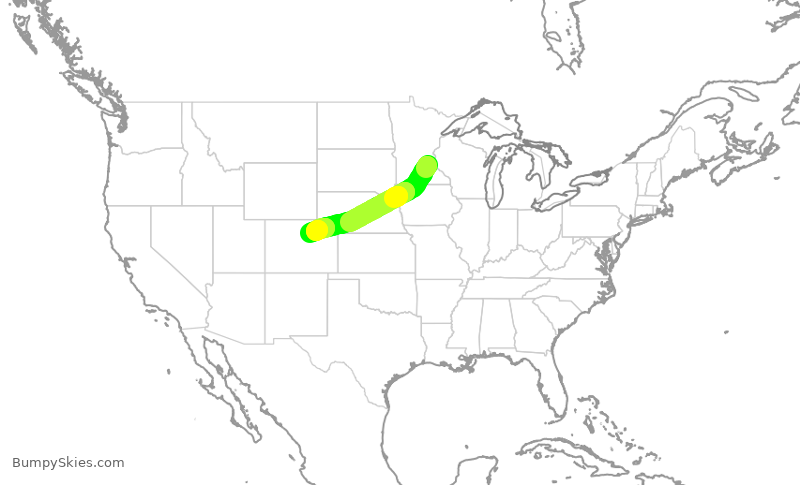 Turbulence forecast map for SWA4071, MSP to DEN