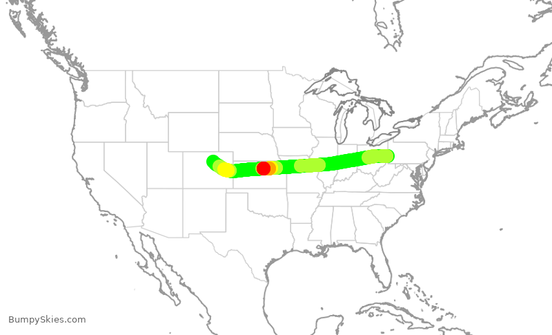 Turbulence forecast map for SWA4072, PIT to DEN